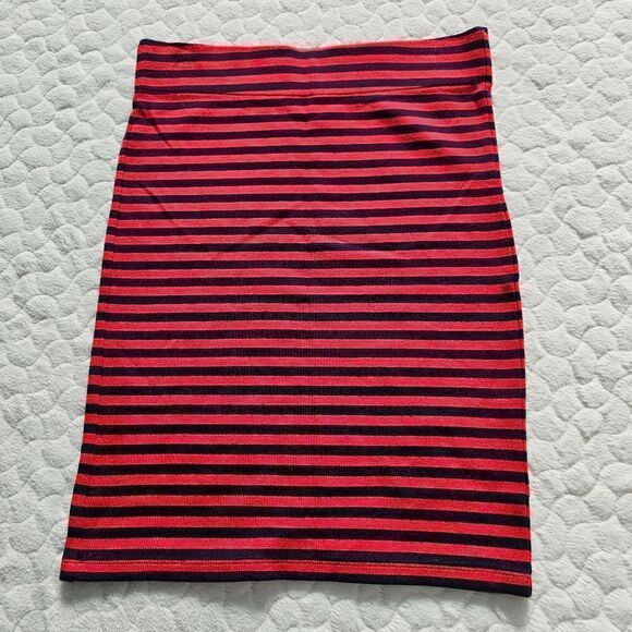 Madewell downtown ponte skirt striped red dark navy business casual office - Picture 1 of 5